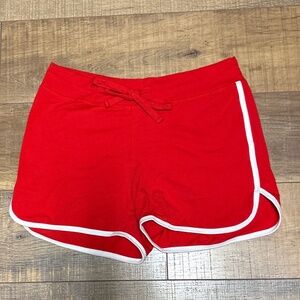 Red Athletic Running Shorts With White Trim